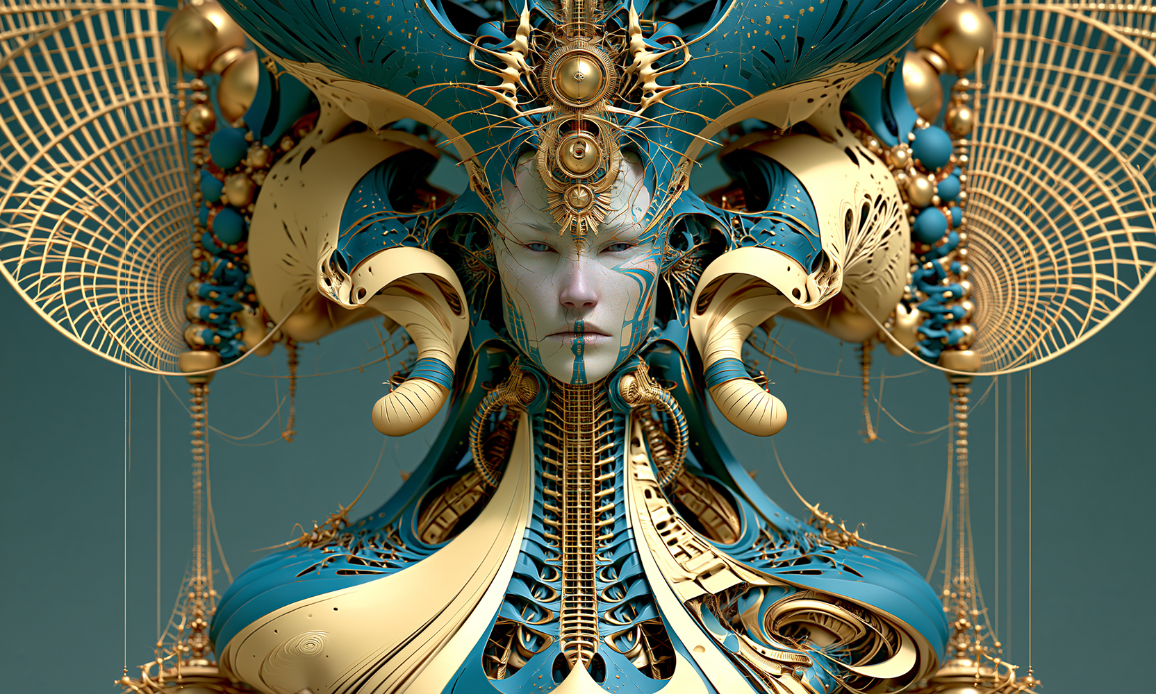 gold lattice wings queen landscape art