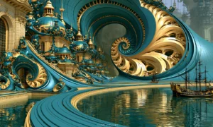 spiral cove galleon landscape art