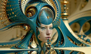 gold stud mask beauty landscape art