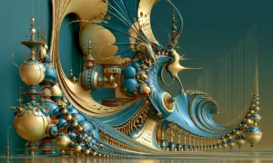 crescent orb tower landscape art