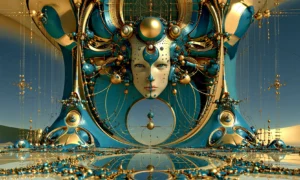 mask in the hourglass arch landscape art