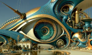 eye ship at the harbor landscape art