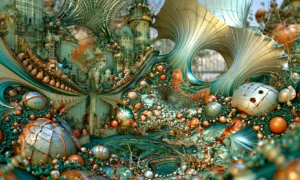teal fan seed garden landscape art