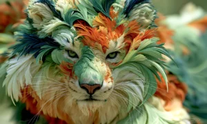 feather mane wildcat landscape art