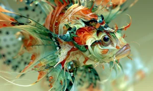 spotted goggle fish landscape art