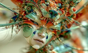 mosaic mask child landscape art