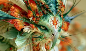 fan crest dragon cat landscape art