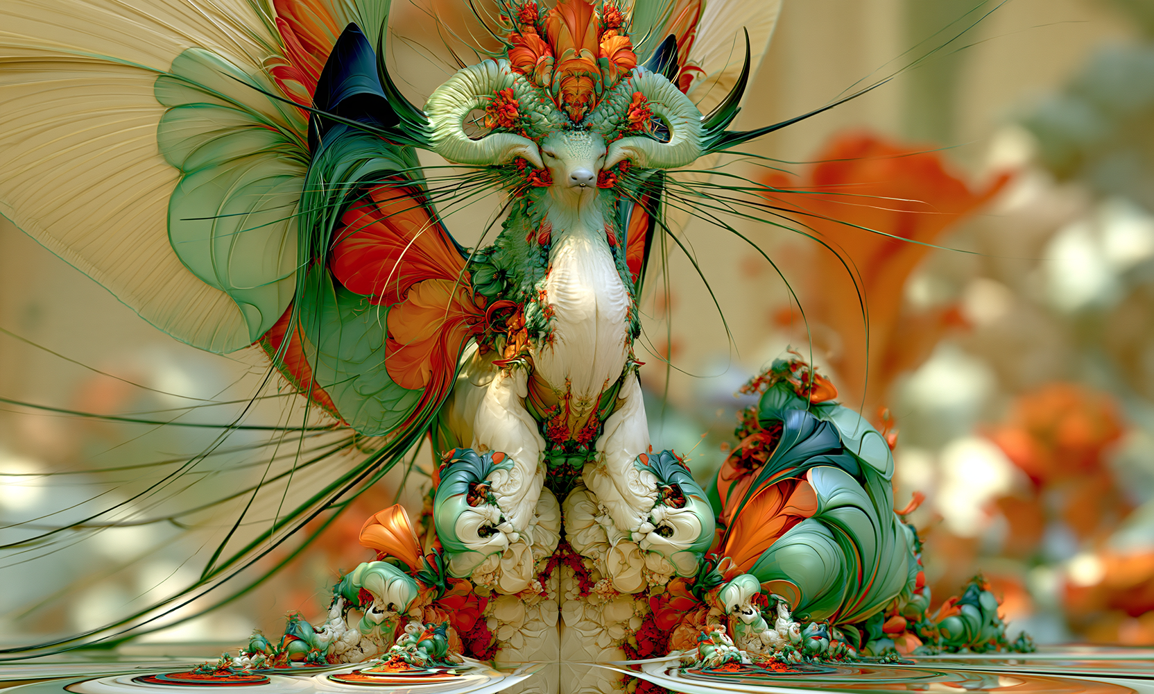 twin mirrored creature landscape art