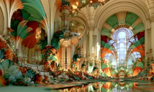 hall of arches and petals landscape art