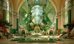 crystal hall of green light landscape art