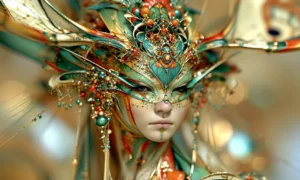 gilded mask princess landscape art