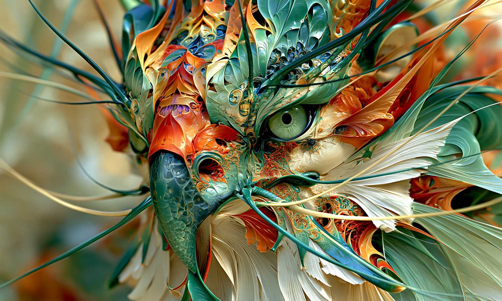 hooked beak tiger landscape art