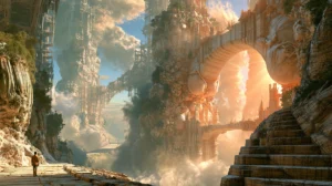 stone stair aqueduct gate landscape art
