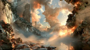 sunset spire cove landscape art