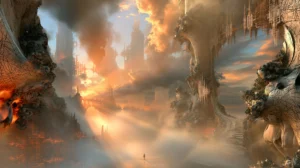 fire glow corridor landscape art