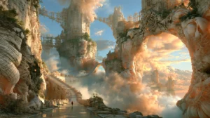 cliff stair to the sky arch landscape art