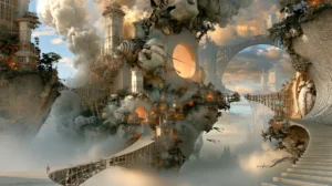 staircase tower isle landscape art