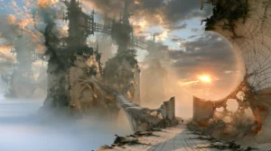 broken bridge to the sun gate landscape art