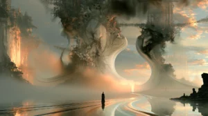 hourglass gate cavern landscape art