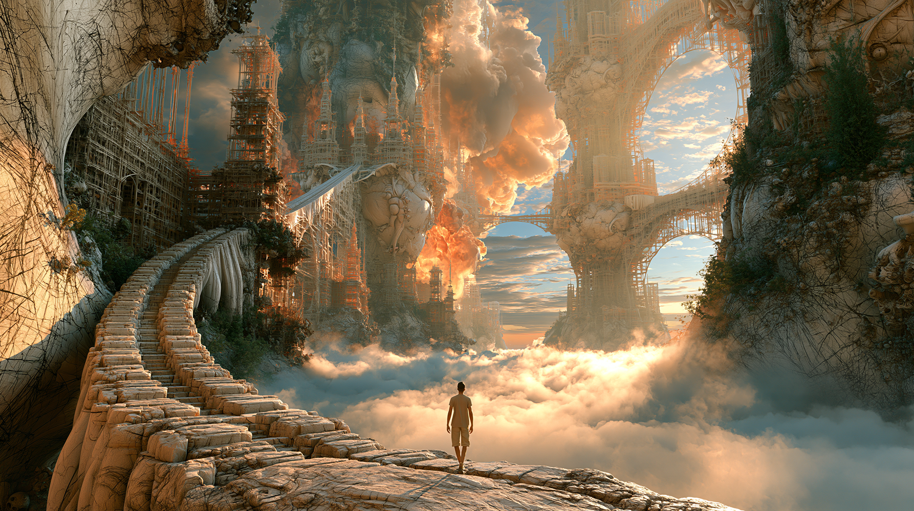 cobbled skyway landscape art