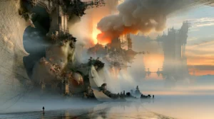cloud harbor ruins landscape art