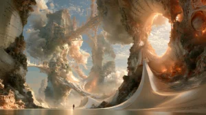folded veil cliff landscape art