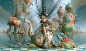 teapot cart sitter landscape art