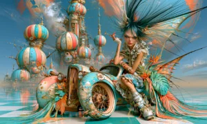 fairy wing garage girl landscape art