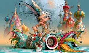 striped sock cruiser girl landscape art