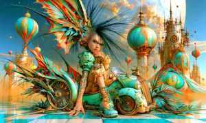 golden palace wing girl landscape art