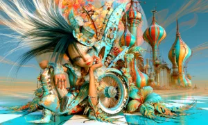tilted hat spoke girl landscape art