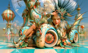 egg shell tail girl landscape art