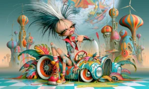 reclining feather cruiser girl landscape art