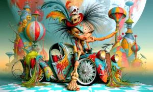 skull hat pop art girl landscape art