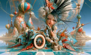 pale wheel floor girl landscape art
