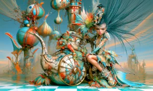 teapot coach girl landscape art