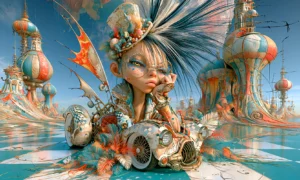 eyeglasses top hat girl landscape art