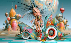 fang mouth streamliner girl landscape art