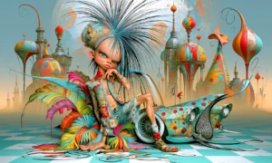 spotted dress fin girl landscape art